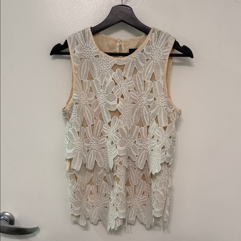 Anthropologie Dolce Vita Floral Lace Cream Blouse